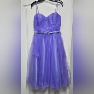 Lavender Tulle Fit & Flare Dress, Knee Length with Pockets.